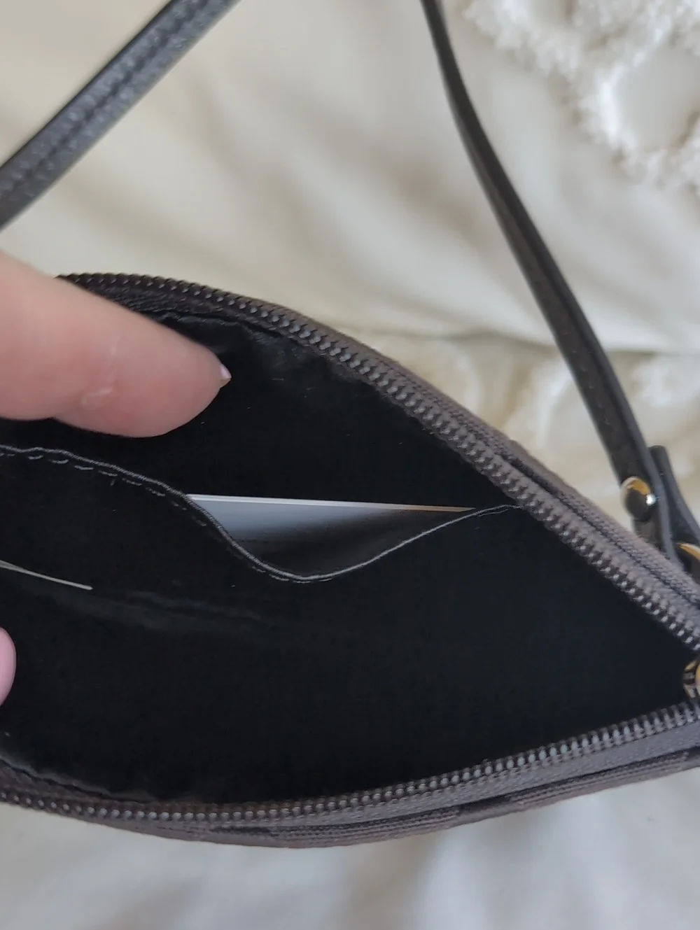 Gray Coach Signature Zip Wristlet With Iconic C Fabric And Coach Leather NWT